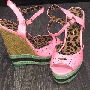 Pink and Mint Platform wedges